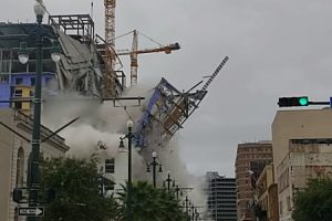 ニューオーリンズで建設中のホテルが突然崩壊。その瞬間の映像がこっわすぎる。