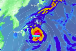 【台風19号】信頼度が高いとされているイギリス気象庁の進路予想がこちら。