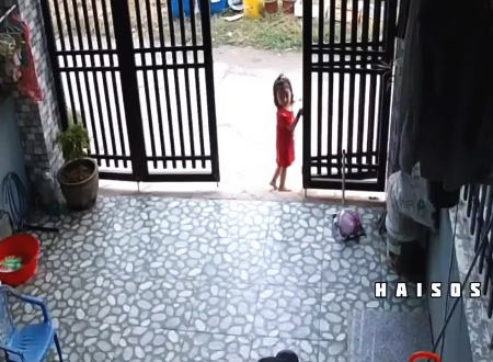 バイク強盗。小さな女の子の手からスマホを奪って逃げた極悪な女がベトナムで撮影される。