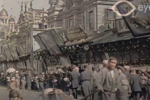 100年前の東京の映像がこちら　皆着物で街並みにも時代を感じる