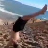 急な斜面の砂浜をバク転で降りていく動画が凄い、思ったより高速で転がっててワロタ