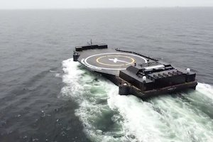 スペースxが海上着陸用の自律航行ドローン船「Marmac 302」の映像を公開。