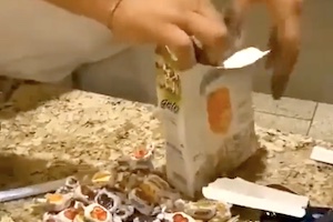 【動画】お菓子のパッケージに巧みに隠された金を押収する税関職員たち。