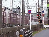 貨物列車は急に止まれない。愛知県の木曽川駅で貨物列車が緊急停止する映像。