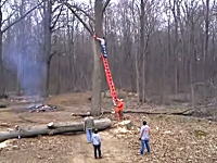 これは不運。木の枝を切り落とす作業をしていた男性に危険なアクシデントが。