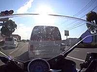 福岡DQN。危険な追い越しをされてブチギレたライダー。の車載ビデオ。