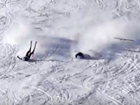 長野のスキー場で撮影されたスキーヤー同士の危険な衝突YouTube