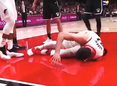 バスケットボールで左足開放骨折の大けが。ユスフ・ヌルキッチの事故映像が痛い。