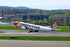 チューリッヒでウインドシア事故に遭遇したエーデルワイス航空WK24便の映像。