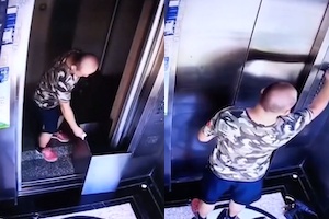 これは酷い。エレベーターを破壊してしまった男の動画が話題に。