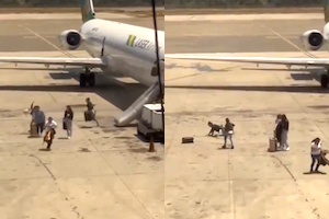 飛行機の緊急脱出時に荷物を持ち出してはいけない理由が動画に撮られる。