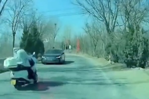 バイクのおじさん、高速で事故っておかしくなってしまう(´･_･`)