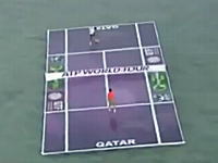 テニスのカタール・オープンを記念してナダルとフェデラーが海の上でテニス