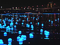 隅田川に10万個のLEDを放流するイベント。東京ホタルがなかなか綺麗だ。