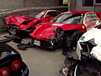 中国道で事故を起こしたフェラーリたちのその後の映像があった・・・。4台分