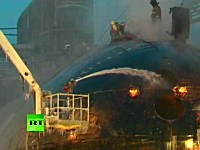 ロシアの原子力潜水艦エカテリンブルクの火災映像。結構派手に燃えてる。