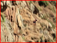 崖飛び込み失敗で岩肌に激突してしまう危険なアクシデントの映像。怖すぎる